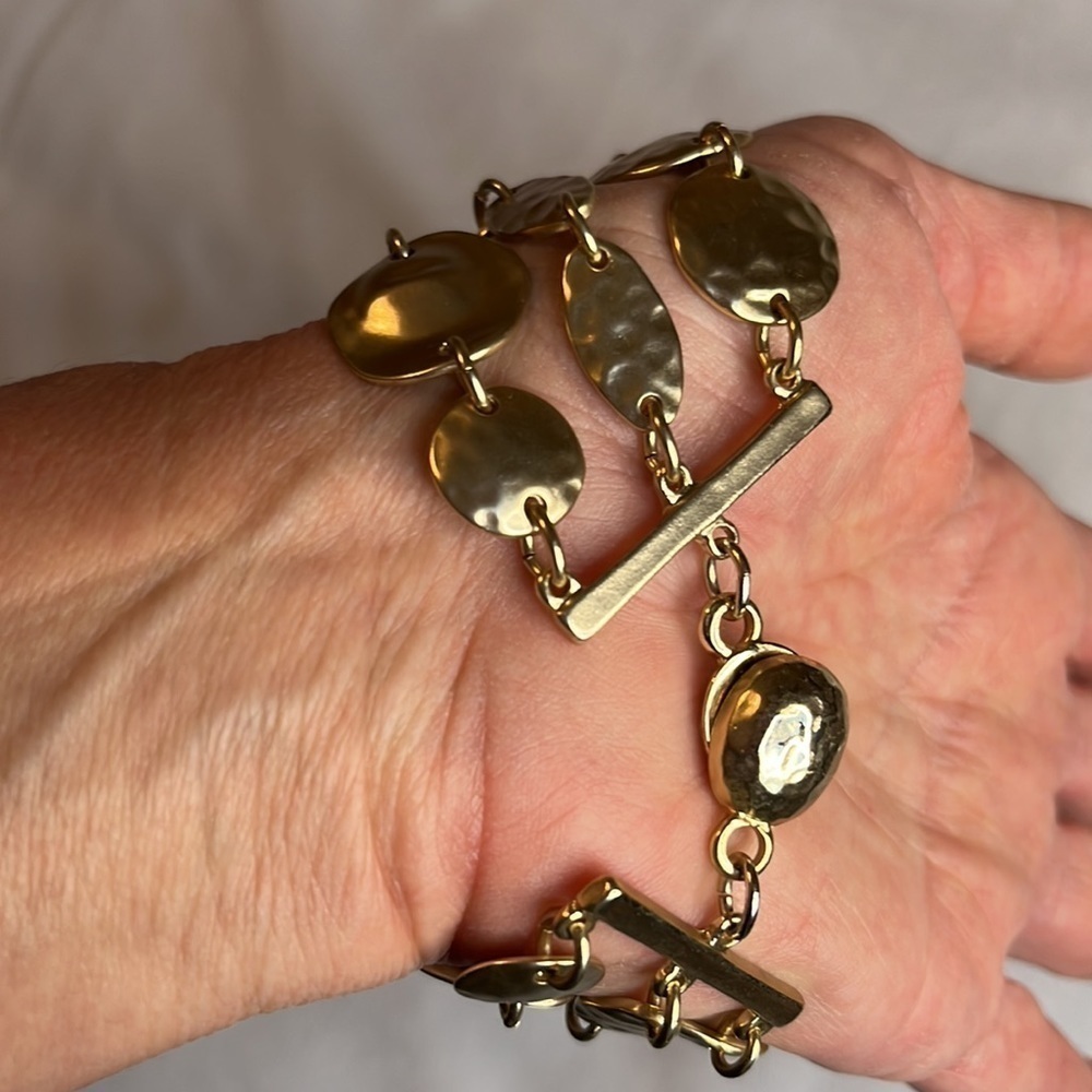 Chunky Gold Bracelet | Multi Strand Statement | Magnetic Clasp | Bold Glam - Picture 7 of 9